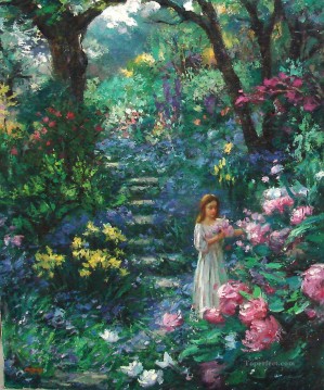 フラワーズ Painting - 花道の女の子